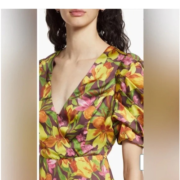 Adelyn Rae Pauline Floral Puff Sleeve Mini Dress Size M - Picture 12 of 12